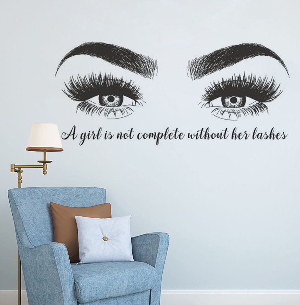 Eyelashes Eyebrows Vinyl Wall  - Eyelash Extension Quotes recension och pris