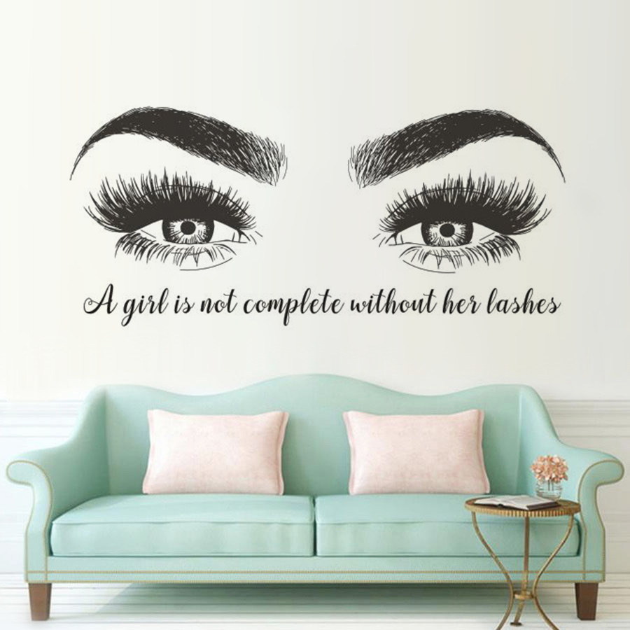 Eyelashes Eyebrows Vinyl Wall  - Eyelash Extension Quotes recension och pris