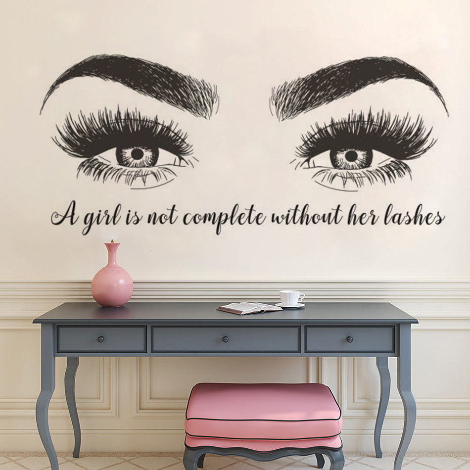 Eyelashes Eyebrows Vinyl Wall  - Eyelash Extension Quotes recension och pris