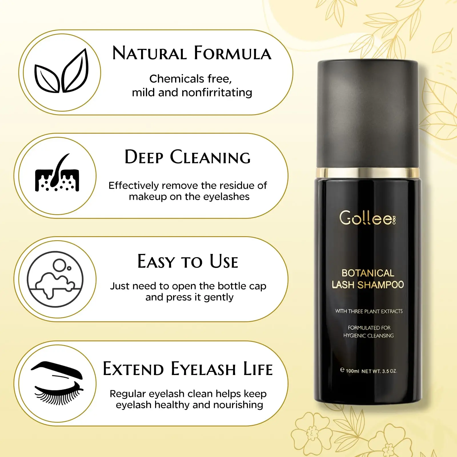 Gollee 100ml Cleaning Mousse B - Eyelash Extension Wash Kit recension och pris
